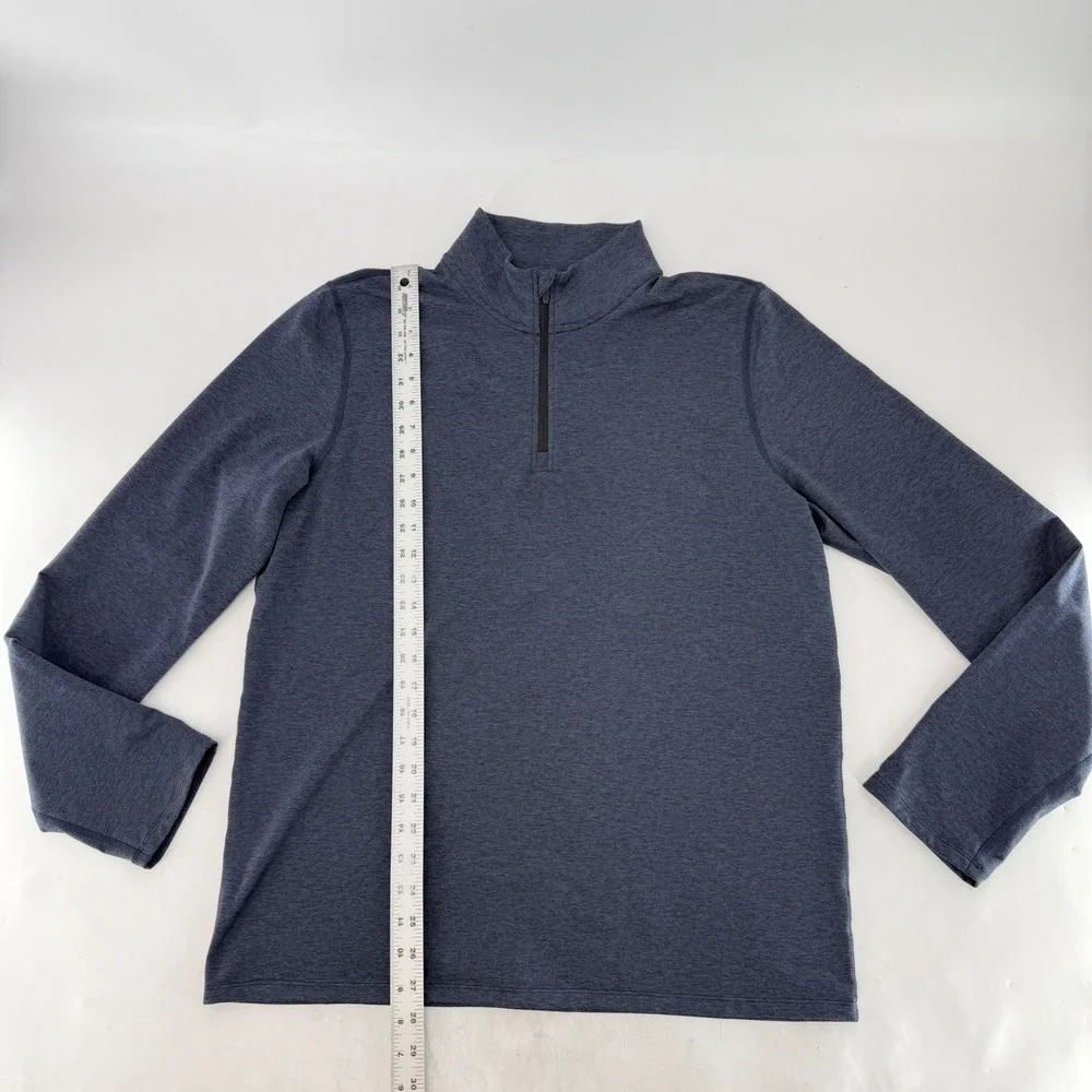 Peloton Mens Quarter Zip Pullover Heather Navy Blue Athletic Training Top Size M
